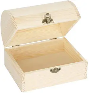 Unpainted Wood Treasure Box for DIY Craft (6.3 * 4.8 * 4.5 inch) Unpainted Wood Treasure Box for DIY Craft (6.3 * 4.8 * 4.5 inch)
