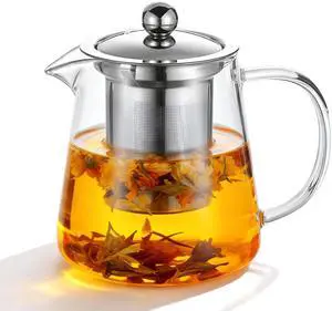 Glass Teapot with Stainless Steel Infuser, Borosilicate Glass Tea Maker, Stovetop Safe (550ML) Glass Teapot with Stainless Steel Infuser, Borosilicate Glass Tea Maker, Stovetop Safe (550ML)