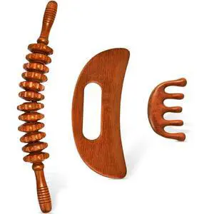 3-in-1 Wood Therapy Massage Tools Wooden Gua Sha Lymphatic Drainage Massager Body Sculpting Tools, Maderoterapia Kit, Anti-Cellulite 3-in-1 Wood Therapy Massage Tools Wooden Gua Sha Lymphatic Drainage Massager Body Sculpting Tools, Maderoterapia Kit, Anti-Cellulite