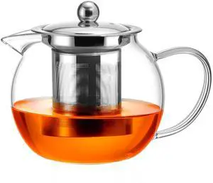 Glass Teapot Stovetop 22 OZ/650ml, Tea pot with Removable 18/8 Stainless Steel Infuser, Borosilicate Clear Tea Kettle, Teapot Blooming and Loose Leaf Tea Maker Tea Brewer for Camping, Travel Glass Teapot Stovetop 22 OZ/650ml, Tea pot with Removable 18/8 Stainless Steel Infuser, Borosilicate Clear Tea Kettle, Teapot Blooming and Loose Leaf Tea Maker Tea Brewer for Camping, Travel