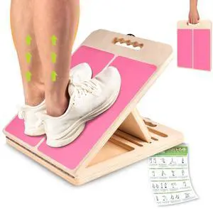 Slant Board for Calf Stretching, Adjustable Portable Wooden Incline Board for Calf Stretcher with Training Poster, 300 Lbs Weight Capacity Calf Stretch Wedge for Leg, Knees, Heel, Ankle & Stretching Slant Board for Calf Stretching, Adjustable Portable Wooden Incline Board for Calf Stretcher with Training Poster, 300 Lbs Weight Capacity Calf Stretch Wedge for Leg, Knees, Heel, Ankle & Stretching