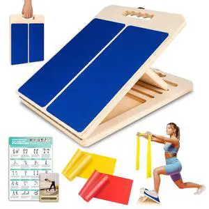Wooden Slant Board for Calf Stretching, Portable Adjustable Calf Stretch Board with Training Poster & Resistance Bands, 300lb Weight Capacity Calf Ankle Achilles Physical Therapy Leg Exercisers Wooden Slant Board for Calf Stretching, Portable Adjustable Calf Stretch Board with Training Poster & Resistance Bands, 300lb Weight Capacity Calf Ankle Achilles Physical Therapy Leg Exercisers