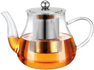 Glass Teapot 28oz/800ml with Removable Infuser, Borosilicate Clear Tea Kettle, Stovetop Safe Tea Kettle Blooming Loose Leaf Teapots, for Camping, Travel Glass Teapot 28oz/800ml with Removable Infuser, Borosilicate Clear Tea Kettle, Stovetop Safe Tea Kettle Blooming Loose Leaf Teapots, for Camping, Travel
