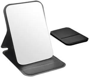 Compact Folding Mirror, 3.9" Small Portable Makeup Mirror for Pocket Purse, Mini Travel Size Foldable Mirrors with Stand for Tabletop, Handheld Mirrors(Black) Compact Folding Mirror, 3.9" Small Portable Makeup Mirror for Pocket Purse, Mini Travel Size Foldable Mirrors with Stand for Tabletop, Handheld Mirrors(Black)