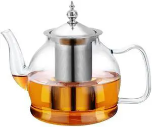 Glass Teapot 40oz/1200ml with Removable Infuser, Borosilicate Clear Tea Kettle, Stovetop Safe Tea Kettle Blooming Loose Leaf Teapots, for Camping, Travel Glass Teapot 40oz/1200ml with Removable Infuser, Borosilicate Clear Tea Kettle, Stovetop Safe Tea Kettle Blooming Loose Leaf Teapots, for Camping, Travel