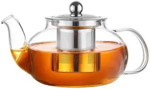 Glass Teapot Stovetop 20 OZ/600ml, Tea pot with Removable 18/8 Stainless Steel Infuser, Borosilicate Clear Tea Kettle, Teapot Blooming and Loose Leaf Tea Maker Tea Brewer for Camping, Travel Glass Teapot Stovetop 20 OZ/600ml, Tea pot with Removable 18/8 Stainless Steel Infuser, Borosilicate Clear Tea Kettle, Teapot Blooming and Loose Leaf Tea Maker Tea Brewer for Camping, Travel