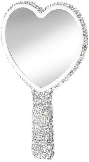 Large Heart Handheld Mirror with Handle 6.3x4.3 Inch Glitter Rhinestone Hand Held Mirror Portable Travel Cosmetic Lash Mirror for Women Wedding Birthday Valentine's Day Gift Large Heart Handheld Mirror with Handle 6.3x4.3 Inch Glitter Rhinestone Hand Held Mirror Portable Travel Cosmetic Lash Mirror for Women Wedding Birthday Valentine's Day Gift