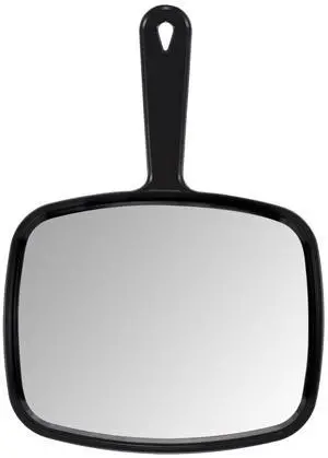 Hand Mirror,9.3" L x 6.7" W Salon Barber Hairdressing Handheld Mirror with Handle, Square Black Hand Mirror,9.3" L x 6.7" W Salon Barber Hairdressing Handheld Mirror with Handle, Square Black