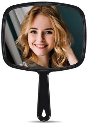9.3"L x 6.7"W Hand Mirror, Handheld Mirror with Handle for Salon 9.3"L x 6.7"W Hand Mirror, Handheld Mirror with Handle for Salon