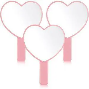 3 Pcs Hand Held Heart Mirror Cute Travel Makeup Plastic Mini Mirrors with Handle Pink Gifts for Women Birthday Party Favor Valentines Day Gifts Cosmetic(Pink) 3 Pcs Hand Held Heart Mirror Cute Travel Makeup Plastic Mini Mirrors with Handle Pink Gifts for Women Birthday Party Favor Valentines Day Gifts Cosmetic(Pink)