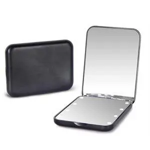Pocket Mirror, 1X/3X Magnification LED Compact Travel Makeup Mirror with Light for Purse, 2-Sided, Portable, Folding, Handheld, Small Lighted Mirror for Gift, Black Pocket Mirror, 1X/3X Magnification LED Compact Travel Makeup Mirror with Light for Purse, 2-Sided, Portable, Folding, Handheld, Small Lighted Mirror for Gift, Black
