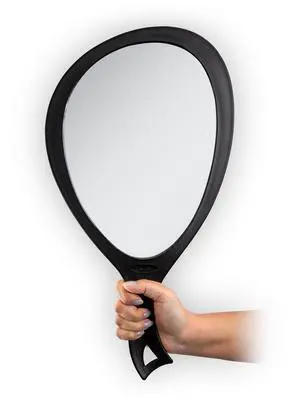 Salon Professional Extra Large Hand Mirror with Handle, 10" W x 19" L, Multi-Purpose Oval Handheld Mirror with New Distortion-Free Reflection (1, Black, Large (Pack of 1)) Salon Professional Extra Large Hand Mirror with Handle, 10" W x 19" L, Multi-Purpose Oval Handheld Mirror with New Distortion-Free Reflection (1, Black, Large (Pack of 1))