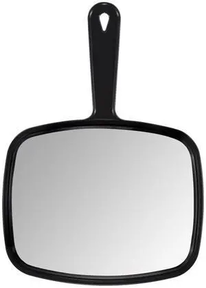 Hand Mirror, 10.3" L x 7.4" W Salon Barber Hairdressing Handheld Mirror with Handle, Square Black Hand Mirror, 10.3" L x 7.4" W Salon Barber Hairdressing Handheld Mirror with Handle, Square Black