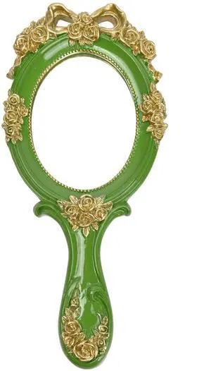Handheld Mirror Vanity Makeup Mirror Travel Princess Metal Cosmetic Mirror Portable Oval Embossed Rose Mirrors Decorative Desk Girl Student Vintage Beautiful Handle Mirrors Green Handheld Mirror Vanity Makeup Mirror Travel Princess Metal Cosmetic Mirror Portable Oval Embossed Rose Mirrors Decorative Desk Girl Student Vintage Beautiful Handle Mirrors Green