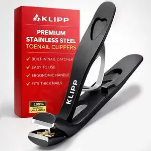 Toenail Clippers for Thick Toenails KLIPP 15 mm Wide Jaw Thick Fingernail and Toenail Cutter with Curved Stainless-Steel Blades for Seniors (Angled Wide Opening) Toenail Clippers for Thick Toenails KLIPP 15 mm Wide Jaw Thick Fingernail and Toenail Cutter with Curved Stainless-Steel Blades for Seniors (Angled Wide Opening)