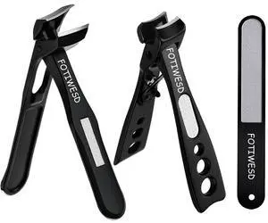 Nail Clippers for Seniors, Wide Jaw Fingernail Clippers and Angled Head Toenail Clippers for Thick Nail, Professional German Nail Clippers for Men, Women & Pregnant (Black 3) Nail Clippers for Seniors, Wide Jaw Fingernail Clippers and Angled Head Toenail Clippers for Thick Nail, Professional German Nail Clippers for Men, Women & Pregnant (Black 3)