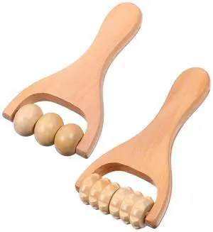 2Pcs Wooden Massage Roller Handheld Bead Massage Tool for Legs Body Feet Muscle Roller Stick 2Pcs Wooden Massage Roller Handheld Bead Massage Tool for Legs Body Feet Muscle Roller Stick