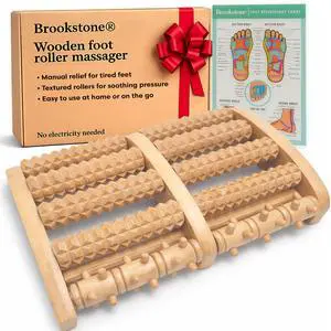 Foot Massager Roller Plantar Fasciitis Pain Relief - Wooden Under Desk Feet Massage - Dual Manual Heel Massagers - Wood Rolling Acupressure Tool with Reflexology Guide - Gift for Men, Women Foot Massager Roller Plantar Fasciitis Pain Relief - Wooden Under Desk Feet Massage - Dual Manual Heel Massagers - Wood Rolling Acupressure Tool with Reflexology Guide - Gift for Men, Women