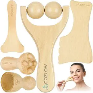 Gua Sha Facial Massage Tools (5 Piece Set), Wooden Face Massage Therapy Kit for Face Lifting, Lymphatic Drainage, Skin Care & Anti-Aging Gua Sha Facial Massage Tools (5 Piece Set), Wooden Face Massage Therapy Kit for Face Lifting, Lymphatic Drainage, Skin Care & Anti-Aging