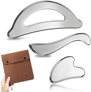 Gua Sha & Muscle Scraper Tool, Stainless Steel Body & Face Gua Sha Set for Deep Tissue Massage & Lymphatic Drainage, Guide & Travel Pouch Included (3-Piece Kit) Gua Sha & Muscle Scraper Tool, Stainless Steel Body & Face Gua Sha Set for Deep Tissue Massage & Lymphatic Drainage, Guide & Travel Pouch Included (3-Piece Kit)