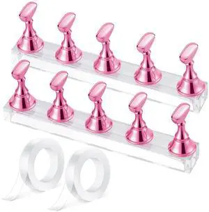 Nail Stand for Press On Nail Holder for Painting Nails Magnetic Nail Tips Practice Holder with 2 Pcs Double-sided Tape for DIY Painting (Pink B) Nail Stand for Press On Nail Holder for Painting Nails Magnetic Nail Tips Practice Holder with 2 Pcs Double-sided Tape for DIY Painting (Pink B)