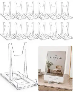 12 Pack Book Display Stand - Clear Adjustable Book Acrylic Holder, Easel Stands for Comic Books, Albums, CDs, Magazines, Photos, Home Office Shelf Decor 12 Pack Book Display Stand - Clear Adjustable Book Acrylic Holder, Easel Stands for Comic Books, Albums, CDs, Magazines, Photos, Home Office Shelf Decor
