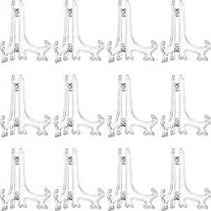 12 Pack Plastic Easel Stand Display Card Plate Stands Photo Holder Picture Frame Book or Other Items Easel for Weddings, Birthdays, Home Decoration, Tables(6 Inches,Clear) 12 Pack Plastic Easel Stand Display Card Plate Stands Photo Holder Picture Frame Book or Other Items Easel for Weddings, Birthdays, Home Decoration, Tables(6 Inches,Clear)