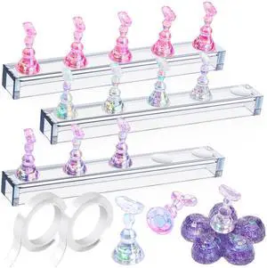 Nail Stand, 3 Set Nail Art Stand for Press On, Nail Holder for Painting Nails, Press on Nail Stand for Practice, Magnetic Acrylic Nail Design Stand for Display with Double-sided Tape Nail Stand, 3 Set Nail Art Stand for Press On, Nail Holder for Painting Nails, Press on Nail Stand for Practice, Magnetic Acrylic Nail Design Stand for Display with Double-sided Tape