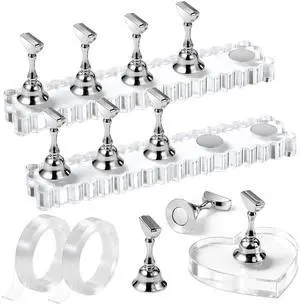 Nail Holder, 2 Set Nail Holders for Painting Nails, Nail Stand for Press on, Press on Nail Stand for Practice, Magnetic Acrylic Nail Display Holders for Nail Art with Double-sided Tape Nail Holder, 2 Set Nail Holders for Painting Nails, Nail Stand for Press on, Press on Nail Stand for Practice, Magnetic Acrylic Nail Display Holders for Nail Art with Double-sided Tape