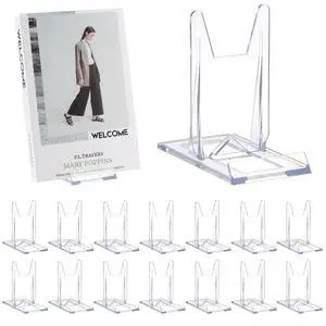 16 Pcs Acrylic Book Display Stand, Adjustable Book Display Easels, Clear Easel Stand for Clutch Bag, Picture, Plate 16 Pcs Acrylic Book Display Stand, Adjustable Book Display Easels, Clear Easel Stand for Clutch Bag, Picture, Plate