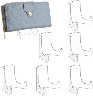 6 Pack Acrylic Wallet Display Holder Stands, Portable Easels Display Stand Clear Plate Display Rack for Boutique, Retail Countertop Acrylic Display Stand for Hand Purse, Wallet, Photos, Book 6 Pack Acrylic Wallet Display Holder Stands, Portable Easels Display Stand Clear Plate Display Rack for Boutique, Retail Countertop Acrylic Display Stand for Hand Purse, Wallet, Photos, Book