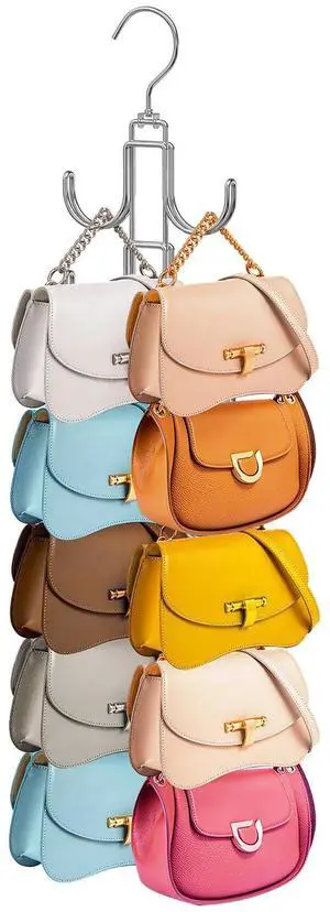 Purse Hanger for Closet, 360 Degree Purse Organizer with 10 Hooks Bag Handbag Hanger Hooks for Purse Hanging, Durable Purse Display Rack Space-Saving Bag Organizer for Women Purse Hanger for Closet, 360 Degree Purse Organizer with 10 Hooks Bag Handbag Hanger Hooks for Purse Hanging, Durable Purse Display Rack Space-Saving Bag Organizer for Women