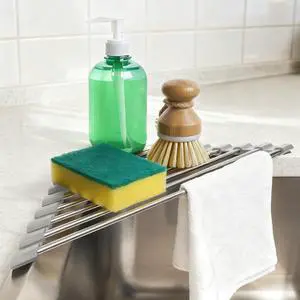 Triangle Dish Drying Rack, Corner Sink Caddy, Over The Sink Corner Drainer with Sponge Holder | Foldable, Non-Slip Stainless Steel for Kitchen Sink | Space Saving Design Triangle Dish Drying Rack, Corner Sink Caddy, Over The Sink Corner Drainer with Sponge Holder | Foldable, Non-Slip Stainless Steel for Kitchen Sink | Space Saving Design