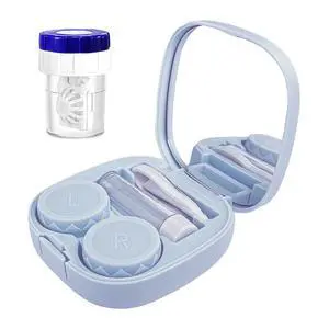 Contact Lens Case Kit with Cleaner Washer, Contact Lenses Applicator Removal Tool Kit with Mirror Solution Bottle for Daily and Outdoor Use(Blue) Contact Lens Case Kit with Cleaner Washer, Contact Lenses Applicator Removal Tool Kit with Mirror Solution Bottle for Daily and Outdoor Use(Blue)