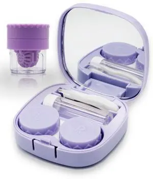 Contact Lens Case with Cleaner Washer, Travel Size Cute Colored Contact Lenses Applicator Removal Tool Kit with Mirror Solution Bottle for Daily Outdoor (Purple) Contact Lens Case with Cleaner Washer, Travel Size Cute Colored Contact Lenses Applicator Removal Tool Kit with Mirror Solution Bottle for Daily Outdoor (Purple)