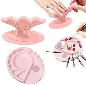 5-in-1 Multi functional Makeup and Nail Color Palette and Nail Stand Hand Rest for Nails, Manicure Supplies with Multi Angle & Polish Trays Makeup painting tools (PINK) 5-in-1 Multi functional Makeup and Nail Color Palette and Nail Stand Hand Rest for Nails, Manicure Supplies with Multi Angle & Polish Trays Makeup painting tools (PINK)