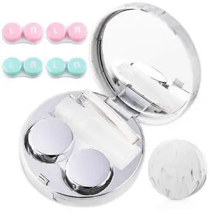 Cute Contact Lens Case Portable Travel Box with Mirror Tweezers Remover Tool Solution Bottle for Office and Outdoor Cute Contact Lens Case Portable Travel Box with Mirror Tweezers Remover Tool Solution Bottle for Office and Outdoor