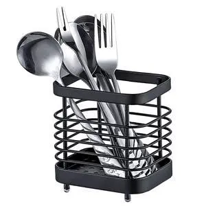 Kitchen Sink Utensil Holder of Drying Rack, Small Stainless Steel Cutlery Drainer Caddy,Spoon and fork organizer (Black) Kitchen Sink Utensil Holder of Drying Rack, Small Stainless Steel Cutlery Drainer Caddy,Spoon and fork organizer (Black)