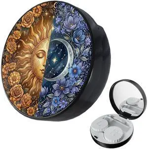 Contact Lens Case, Travel Contact Case, Cute Contact lens Dispenser with Mirror, Compact and Portable,Engineered for Daily, Travel (Contact Lens Case-Sun & Moon) Contact Lens Case, Travel Contact Case, Cute Contact lens Dispenser with Mirror, Compact and Portable,Engineered for Daily, Travel (Contact Lens Case-Sun & Moon)