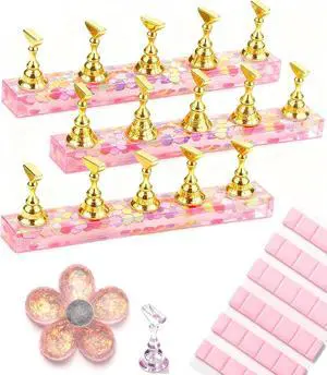 3 Set Magnetic Nail Stand for Press On Nails, Acrylic Nail Holders with Reusable Adhesive Putty, Flower Shaped Base for UV Gel Curing, Nail Art Practice Kit for Painting Display Salon Home Beginners 3 Set Magnetic Nail Stand for Press On Nails, Acrylic Nail Holders with Reusable Adhesive Putty, Flower Shaped Base for UV Gel Curing, Nail Art Practice Kit for Painting Display Salon Home Beginners