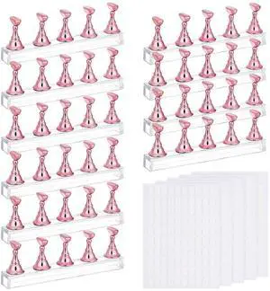 2 Pack Nail Stand with Case and 500 PCS Double-Sided Tape, Pink 2 Pack Nail Stand with Case and 500 PCS Double-Sided Tape, Pink