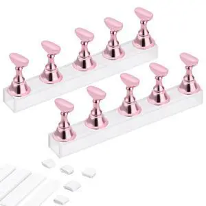 Acrylic Nail Display Stand DIY Nail Crystal Holder Magnetic Practice Stands with Reusable Adhesive Putty Clay for False Nail Tip Manicure Tool (Pink) Acrylic Nail Display Stand DIY Nail Crystal Holder Magnetic Practice Stands with Reusable Adhesive Putty Clay for False Nail Tip Manicure Tool (Pink)