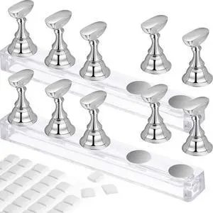 2 Set Nail Stand for Painting Press Nail Holder Acrylic Magnetic Tips Training Fingernail Display Stands DIY Crystal Holders and 96 Pieces White Reusable Adhesive Putty(Silver) 2 Set Nail Stand for Painting Press Nail Holder Acrylic Magnetic Tips Training Fingernail Display Stands DIY Crystal Holders and 96 Pieces White Reusable Adhesive Putty(Silver)