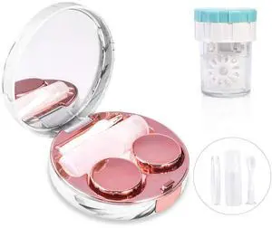 Contact Lens Travel Kit with Cleaner Washer, Portable Contact Box with Mirror Tweezers Remover Tool Solution Bottle for Daily Outdoor Contact Lens Travel Kit with Cleaner Washer, Portable Contact Box with Mirror Tweezers Remover Tool Solution Bottle for Daily Outdoor
