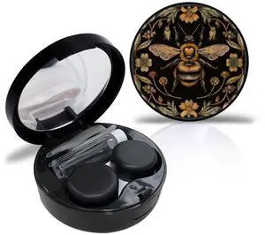 Cute Bee Contact Case Personalized Contact Box Travel Kit Portable Customized Contact Case with Mirror Tweezers Remover Tool Solution Bottle, Small, Black Cute Bee Contact Case Personalized Contact Box Travel Kit Portable Customized Contact Case with Mirror Tweezers Remover Tool Solution Bottle, Small, Black