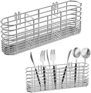 304 Stainless Steel Utensil Holder, Dish Drying Rack, kitchen Utensil Organizer, Knife and Fork Drainage Rack, Kitchen Drainage Basket Accessories, With Hooks, Rust Proof, Color-Silver 304 Stainless Steel Utensil Holder, Dish Drying Rack, kitchen Utensil Organizer, Knife and Fork Drainage Rack, Kitchen Drainage Basket Accessories, With Hooks, Rust Proof, Color-Silver