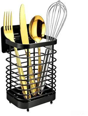 Stainless Steel Utensil Holder & Drying Rack for Kitchen Sink, Wall Mountable and Tabletop Cutlery Drainer Caddy for Spoons, Forks, Chopsticks (black) Stainless Steel Utensil Holder & Drying Rack for Kitchen Sink, Wall Mountable and Tabletop Cutlery Drainer Caddy for Spoons, Forks, Chopsticks (black)