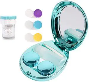 Contact Lens Case with Cleaner Washer, Portable Travel Box with Mirror and Removal Tool Solution Bottle for Outdoor Daily Office Contact Lens Case with Cleaner Washer, Portable Travel Box with Mirror and Removal Tool Solution Bottle for Outdoor Daily Office