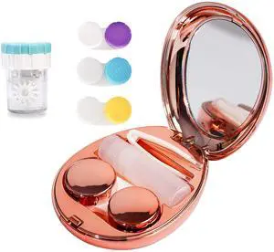 Contact Lens Case with Cleaner Washer, Portable Travel Box with Mirror and Removal Tool Solution Bottle for Outdoor Daily Office Contact Lens Case with Cleaner Washer, Portable Travel Box with Mirror and Removal Tool Solution Bottle for Outdoor Daily Office