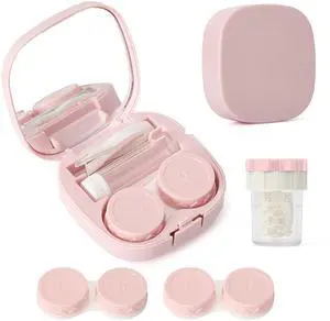 Contact Lens Travel Kit with Cleaner Washer, Portable Contact Box with Mirror Tweezers Remover Tool Solution Bottle for Daily Outdoor Contact Lens Travel Kit with Cleaner Washer, Portable Contact Box with Mirror Tweezers Remover Tool Solution Bottle for Daily Outdoor